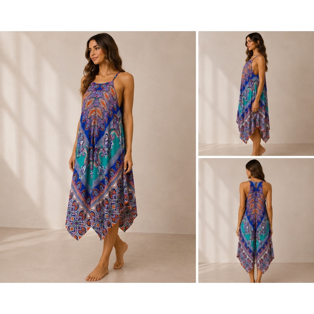 MSK Blue Paisley Sleeveless Shift Dress Size 12